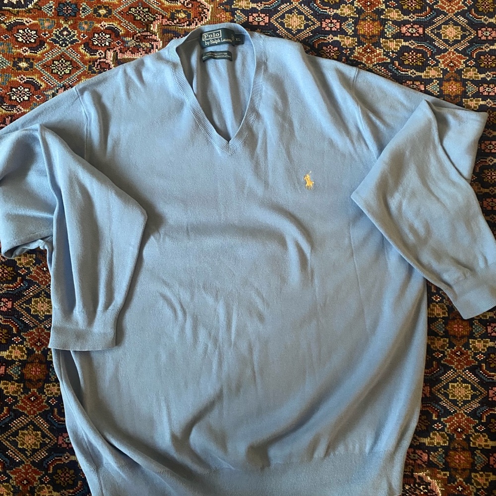Polo by Ralph Lauren Men's Light Blue Crewneck Sweater